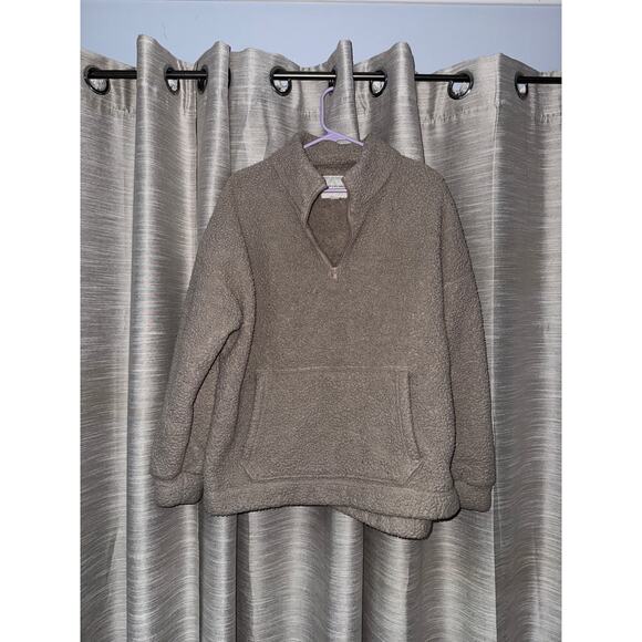 American Eagle sand colored Sherpa quarter zip pullover xl - Picture 1 of 4